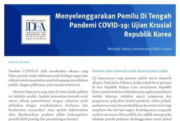 Read more about the article Menyelenggarakan Pemilu Di Tengah Pandemi COVID-19: Ujian Krusial Republik Korea