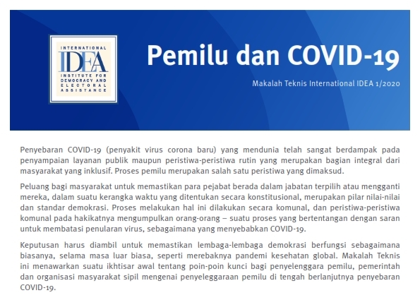 Read more about the article Pemilu dan COVID-19 (International IDEA)