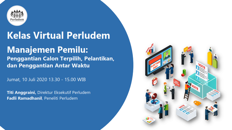 Read more about the article Materi Presentasi Kelas Virtual Perludem Seri 4.15 Penggantian Calon Terpilih, Pelantikan dan Penggantian Antar Waktu