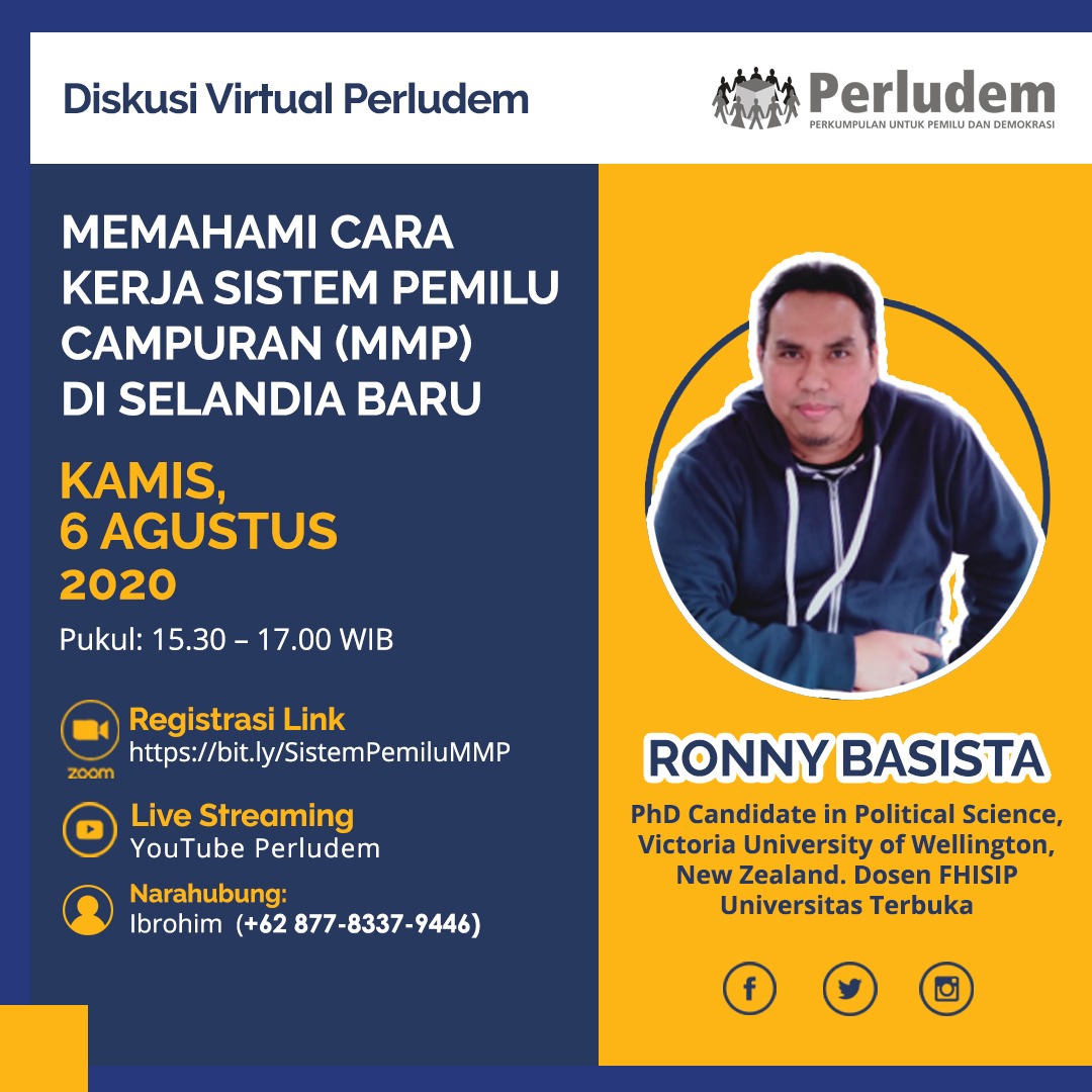 Read more about the article Materi Presentasi Diskusi Virtual Perludem Memahami Cara Kerja Sistem Pemilu Campuran (MMP) di Selandia Baru