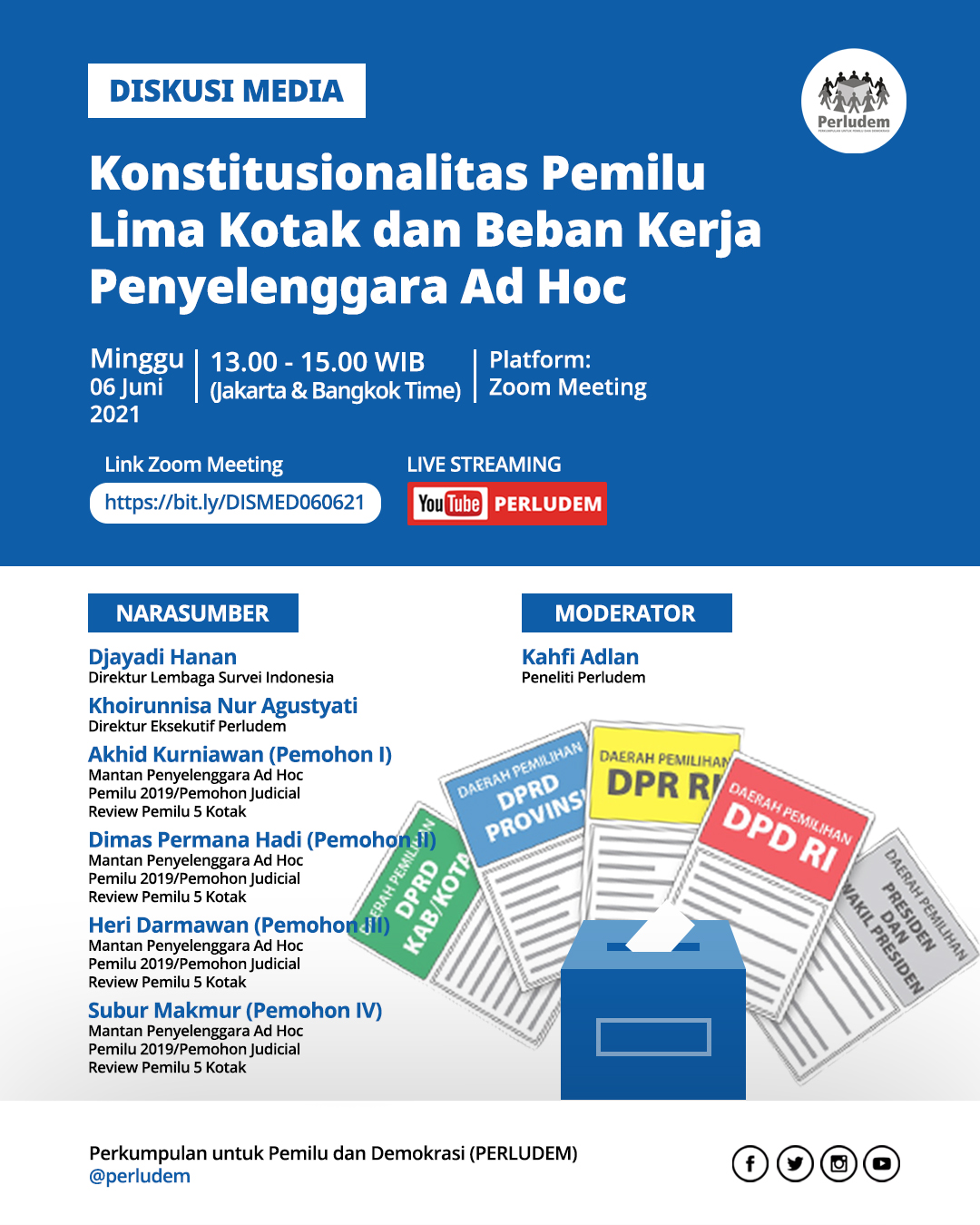 Read more about the article Materi Presentasi Diskusi Media “Konstitusionalitas Pemilu Lima Kotak dan Beban Kerja Penyelenggara Ad Hoc”