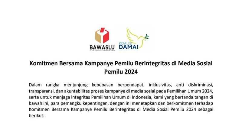 Read more about the article Komitmen Bersama Kampanye Pemilu Berintegritas di Media Sosial Pemilu 2024