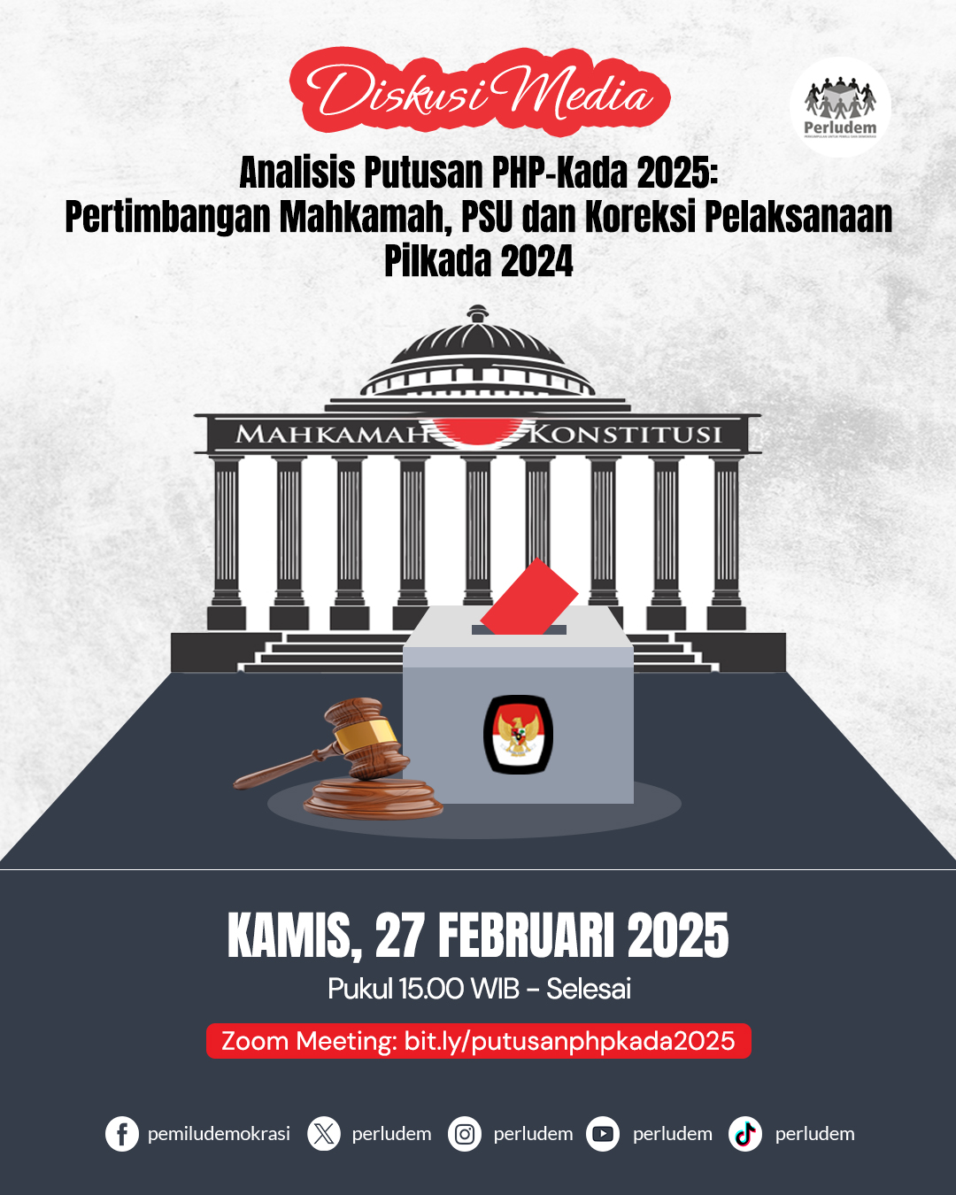 Read more about the article Materi Presentasi “Analisis Putusan PHP-KADA 2025: Pertimbangan Mahkamah, PSU dan Koreksi Pelaksanaan Pilkada 2024”